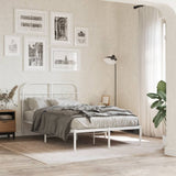 Metal Bed Frame without Mattress with Headboard White 120x200cm 377164