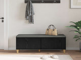 Hall Bench with Cushion with Storage Black Oak 100 x 38 x 46 cm 891537