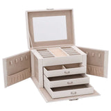 Jewellery Box 4-Layer with Mirror Lockable White 22.5x17.5x16.5 cm 4103560