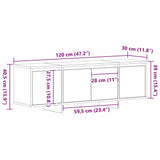 TV Cabinet Black Oak 120 x 30 x 40.5 cm Engineered Wood 862709