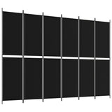 6-Panel Room Divider Black 300x220 cm Fabric 350257