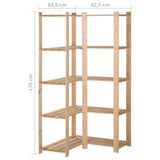 327323 5-Tier Storage Corner Rack 82,5x82,5x170 cm Solid Pinewood