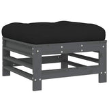 5 Piece Garden Lounge Set with Cushions Grey Solid Wood 3185803