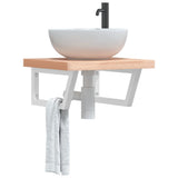 Basin Shelf Wall Mounted Steel and Solid Wood Beech 3302422