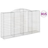 Arched Gabion Baskets 15 pcs 300x50x160/180 cm Galvanised Iron 3146767