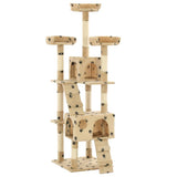 Cat Tree with Sisal Scratching Posts 170 cm Paw Prints Beige 170615