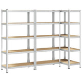 5-Layer Heavy-duty Shelves 3 pcs Silver Steel&Engineered Wood 3307597