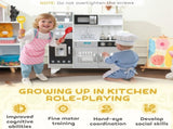 Kids Play Kitchen with Sound, Ice/Coffee Maker, Utensils, Microwave, Stainless Steel Utensils, for T3398P422356