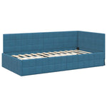 Corner Bed Frame with Headboard Blue 90 x 190 cm Velvet 42016377