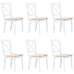 Dining Chairs 6 pcs White and Light Wood Solid Rubber Wood 277544
