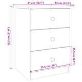 Bedside Cabinet ALTA White 41x35x55.5 cm Solid Wood Pine 353918