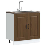 Sink Base Cabinet Kalmar Brown Oak 80x46x81.5 cm Engineered Wood 853454