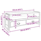 321551 TV Cabinet 120x35x45 cm Solid Wood with Honey Finish