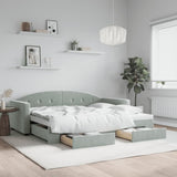Daybed with Trundle&Drawers without Mattress Light Grey 90x190 cm 3197395