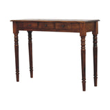 Solid Wood Turned Legs 3 Drawer Chestnut Console, 3 Drawers, Dark Brown B2743P403487