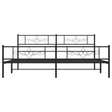 Metal Bed Frame without Mattress with Footboard Black 200x200cm 355292