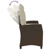 Reclining Garden Bench with Cushions Brown Poly Rattan 368227