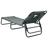 Folding Sun Lounger Grey Oxford Fabric&Powder-coated Steel 360178