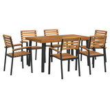 7 Piece Garden Dining Set Solid Wood Acacia and Metal 3155423