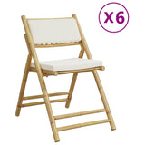 6 Piece Folding Bistro Chairs with Cream White Cushions Bamboo 3208924