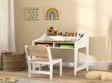 Kids Desk and Chair Set, Children Study Table with Storage and Shelves for Study Room, Gift for 3-8 T3398P553214
