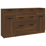ZNTS 3 Piece Sideboard Set Brown Oak Engineered Wood 3115827