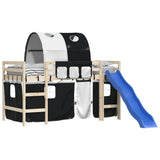 Curtains for Loft Bed with Tunnel White and Black Polyester 835916