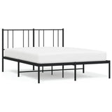 Metal Bed Frame without Mattress with Headboard Black 140x200cm 352481