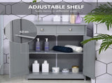 75x60cm Freestanding Bathroom Storage Cabinet Unit w/ 2 Drawers Cupboard Adjustable Shelf Metal T3398P344166