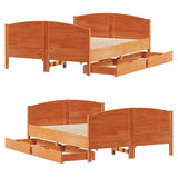 Bed Frame without Mattress Wax Brown 140x190 cm Solid Wood Pine 3301796