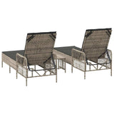Sun Lounger 2-person 3 pcs Light Grey and Dark Grey Poly Rattan 365437