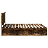 Bed Frame Smoked Oak 180 x 200 cm Solid Pine Wood 3410060