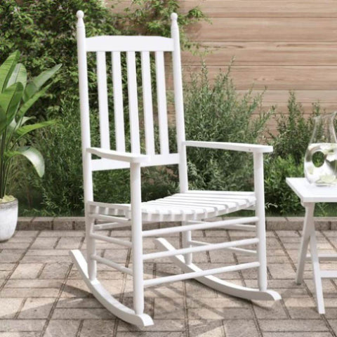 ZNTS Rocking Chairs with Curved Seats 2 pcs White Solid Wood Fir 3281588