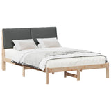 Bed frame Brown and dark grey 140 x 190 cm Solid pine wood 878755