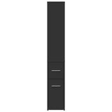 Narrow Bathroom Cupboard with Wheels Black Engineered Wood 855296