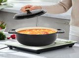 Cast iron 5QT cooking pot - Pure black - includes two silicone gloves - Enamel pot 84744253