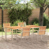 Dining Table 180x90x75 cm Solid Teak Wood and Stainless Steel 42006190