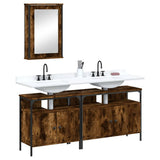 3 Piece Bathroom Furniture Set Smoked Oak Engineered Wood 3214787