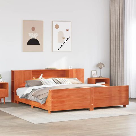 Bed Frame without Mattress Wax Brown 200x200 cm Solid Wood Pine 3323640