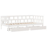 Daybed with Drawers without Mattress White 90x190 cm Single Solid Wood 3302088