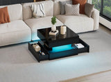 65 x 65 x 38.5 cm liftable living room table, side table, high-gloss coffee table with LED light N605P388044B
