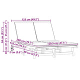 ZNTS Double Sun Lounger with Wheels and Cushion - Solid Acacia Wood 3325189