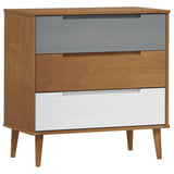Drawer Cabinet MOLDE Brown 80x40x80 cm Solid Wood Pine 350504