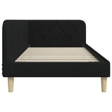 Corner Bed Frame with Headboard Black 90 x 200 cm Fabric 42016571