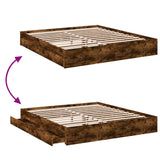 Bed Frame with Drawers without Mattress Smoked Oak 180x200 cm Super King 3280640