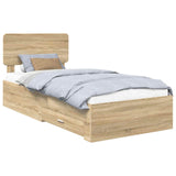 Bed Frame with Drawer Sonoma Oak 100 x 200 cm Engineered Wood 3412411
