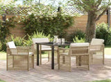 Garden Dining Set 5 pcs Beige Poly Rattan 3380785