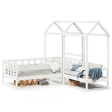 Day Bed and Bench Set with Roof without Mattress White 80x200 cm 3282219