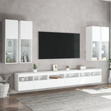 7 Piece TV Wall Cabinet Set with LED Lights White 3216778