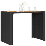 Garden Bar Table with Acacia Wood Top Black 145x80x110 cm Poly Rattan 368698